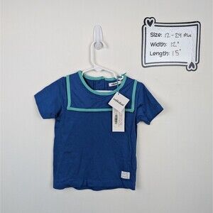 NEW Indikidual Blue Sailor Collar Top 12-24 Months Organic Cotton